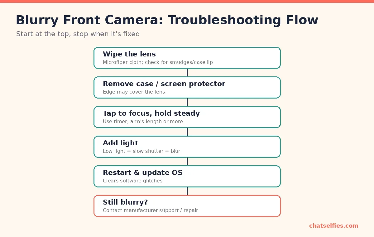 Six-step flowchart for a blurry front camera